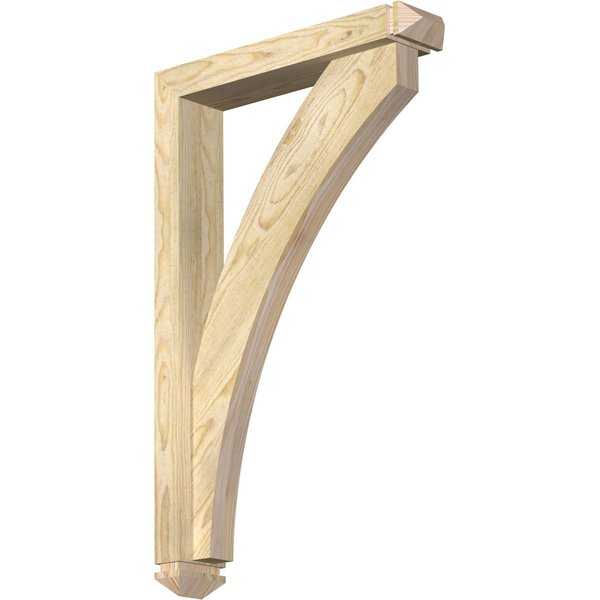 Ekena Millwork Thorton Arts and Crafts Rough Sawn Bracket w/ Offset Brace, Douglas Fir, 4"W x 20"D x 32"H BKT0402X20X32THR03RDF